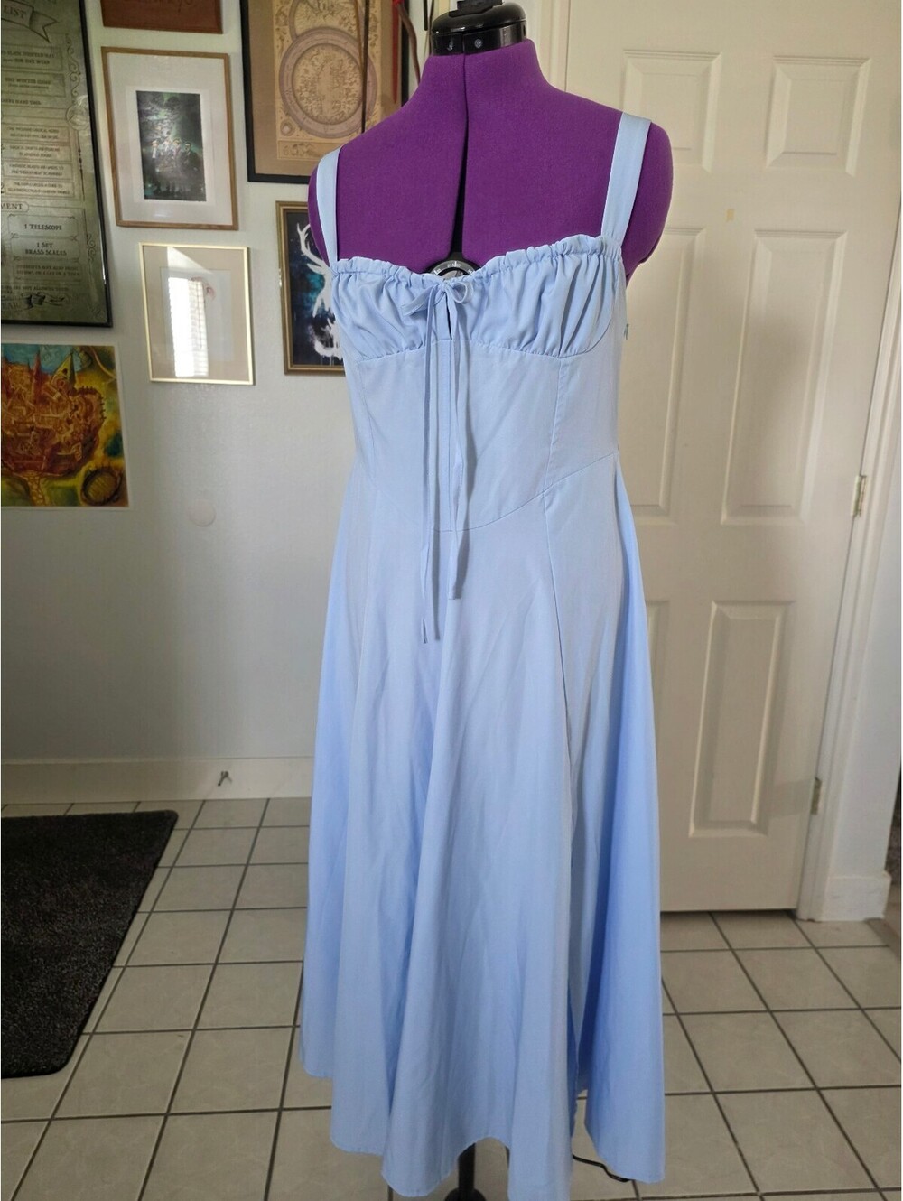 Womens blue "Corset" style peasant dress size xl